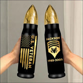 Personalized US Veteran Gold Rank Custom Name & Date Bullet Tumbler